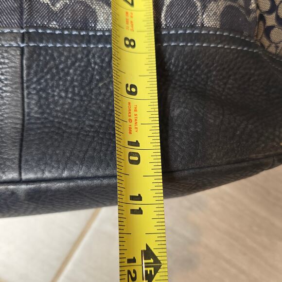 Coach Vtg Y2K Denim Patchwork Whiskey Leather Trim Shoulder Tote Bag 10003 - Picture 6 of 10